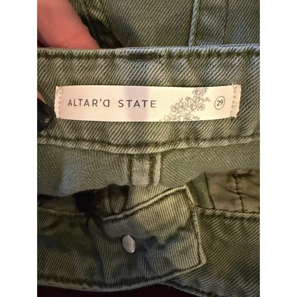 Altard State Jeans Women 29 Olive Green Distressed Wide Leg Crop‎ Pants NWT - Picture 10 of 13